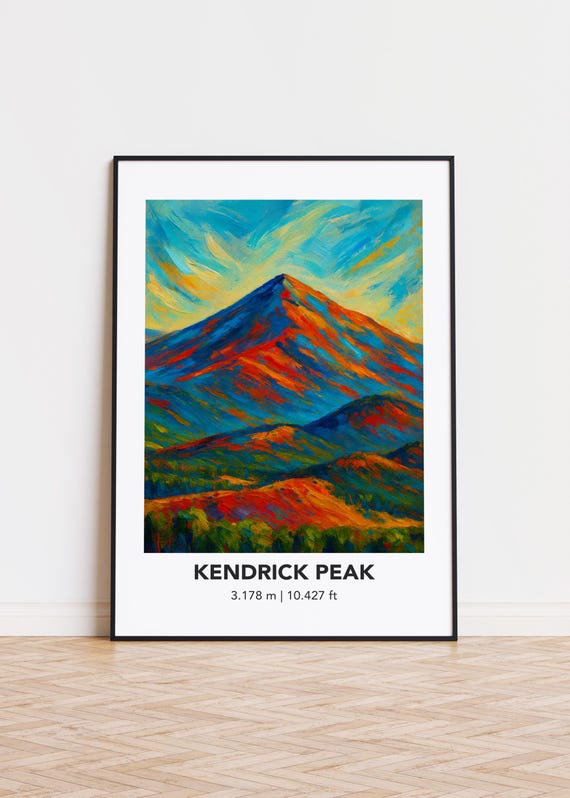 Kendrick Peak Mountain Print Modern Oil Painting Style Poster