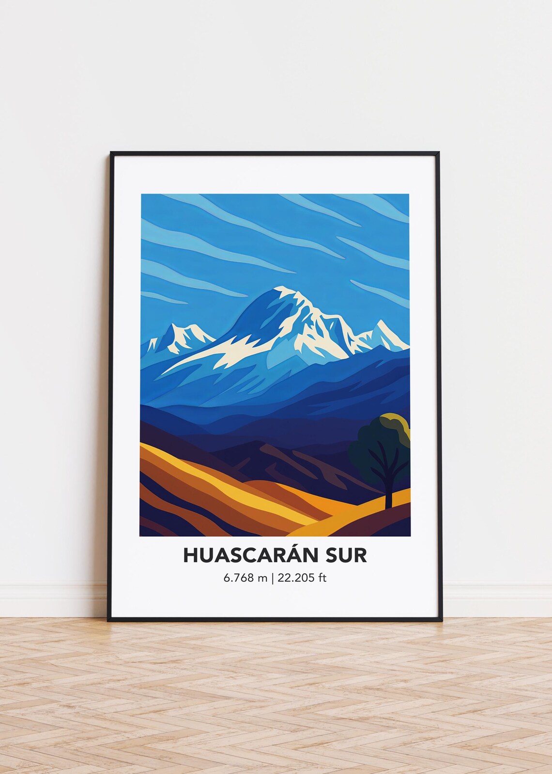 Huascarn Sur Mountain Art Print Skyline Silhouette Poster