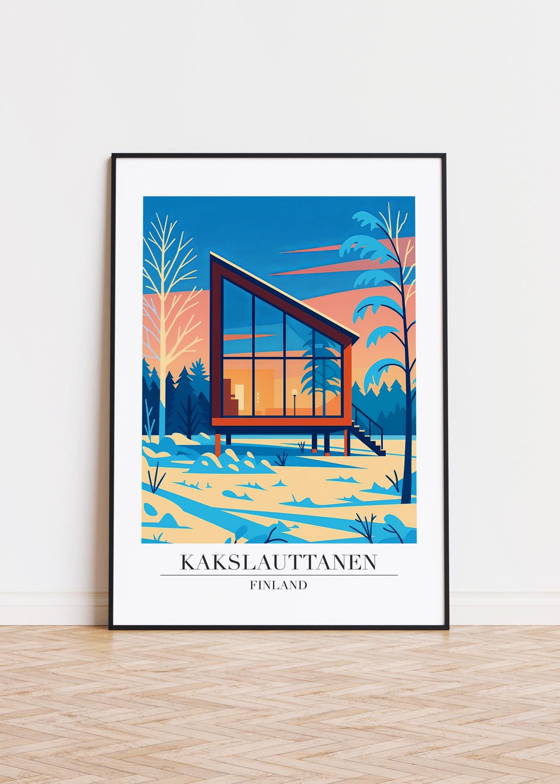 Kakslauttanen Finland Glass Cabin In Snowy Forest At Dusk Poster