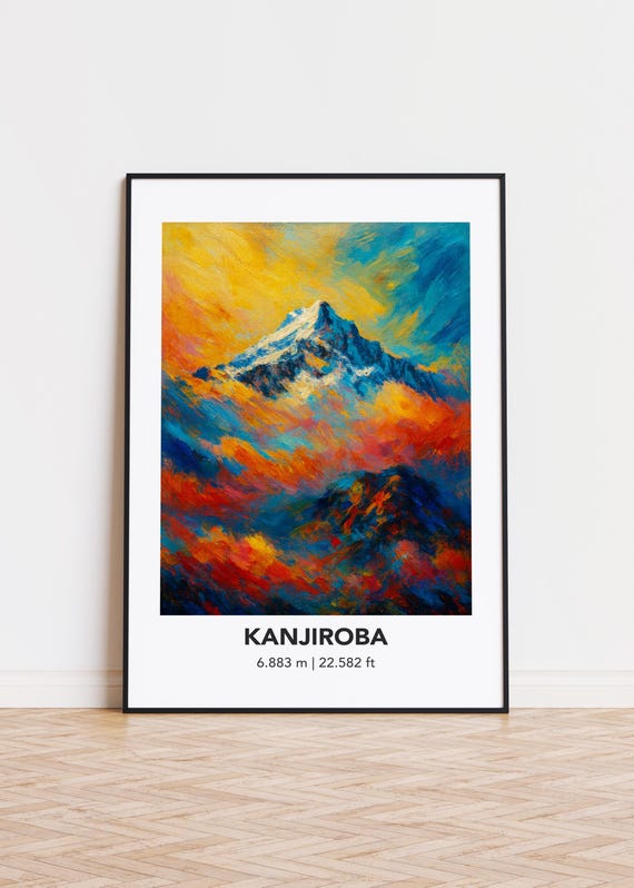 Kanjiroba Poster Mountain Print Modern Oil Painting Style Art