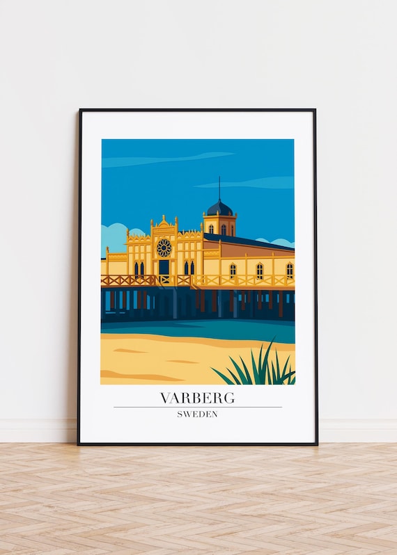 Varberg Sweden Poster Modern Scandinavian Illustration Art