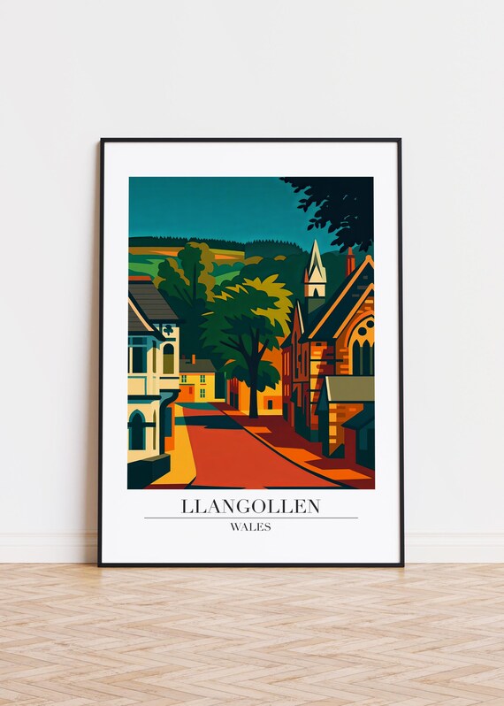 Llangollen Wales Poster Modern Illustration Art Print