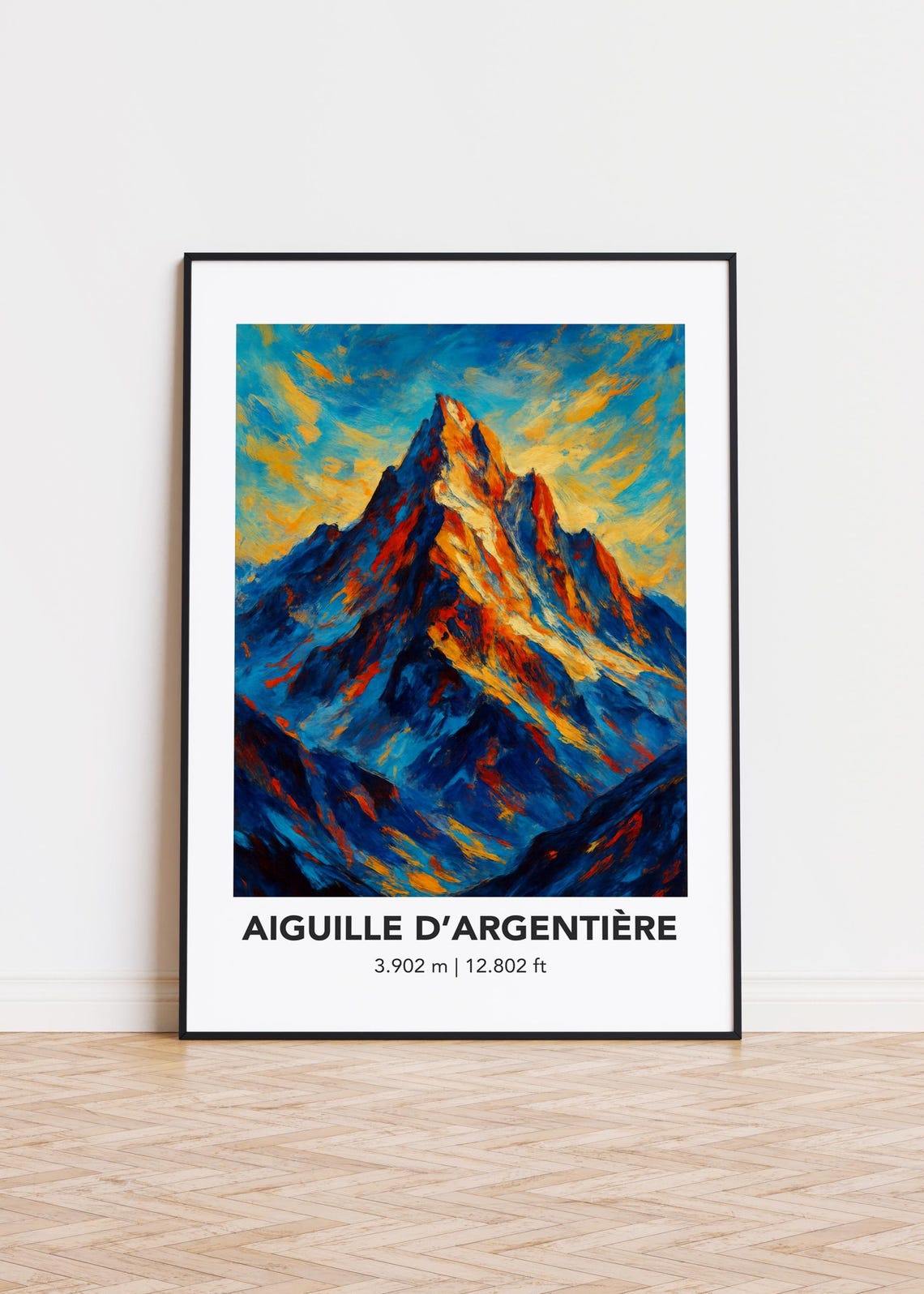 Aiguille D Argentiere 3902 M Vibrant Oil Painting Mountain Poster