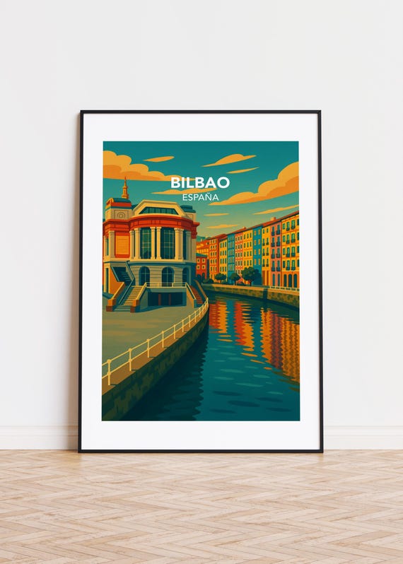Bilbao Cityscape Poster Modern Minimalist Travel Art