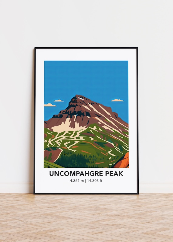 Uncompahgre Peak Poster Mountain Illustration Art