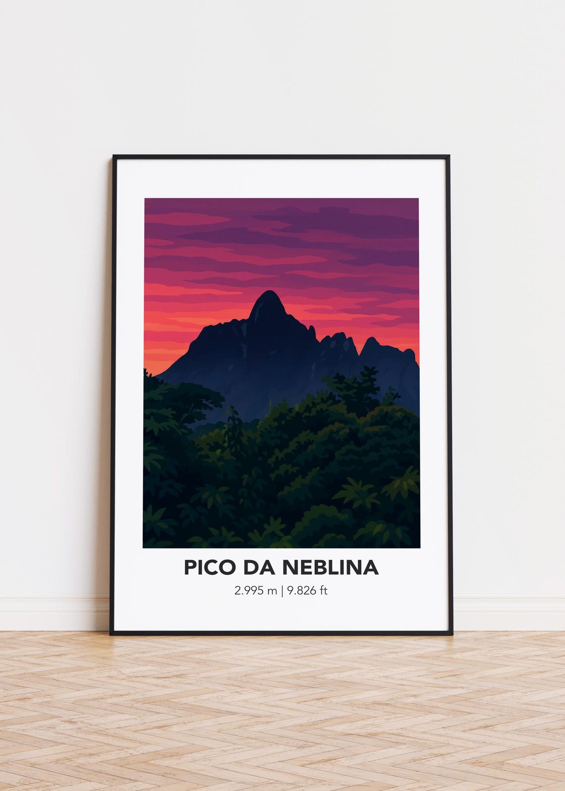 Pico da Neblina Brazil Sunset Peak Silhouette Rainforest Poster