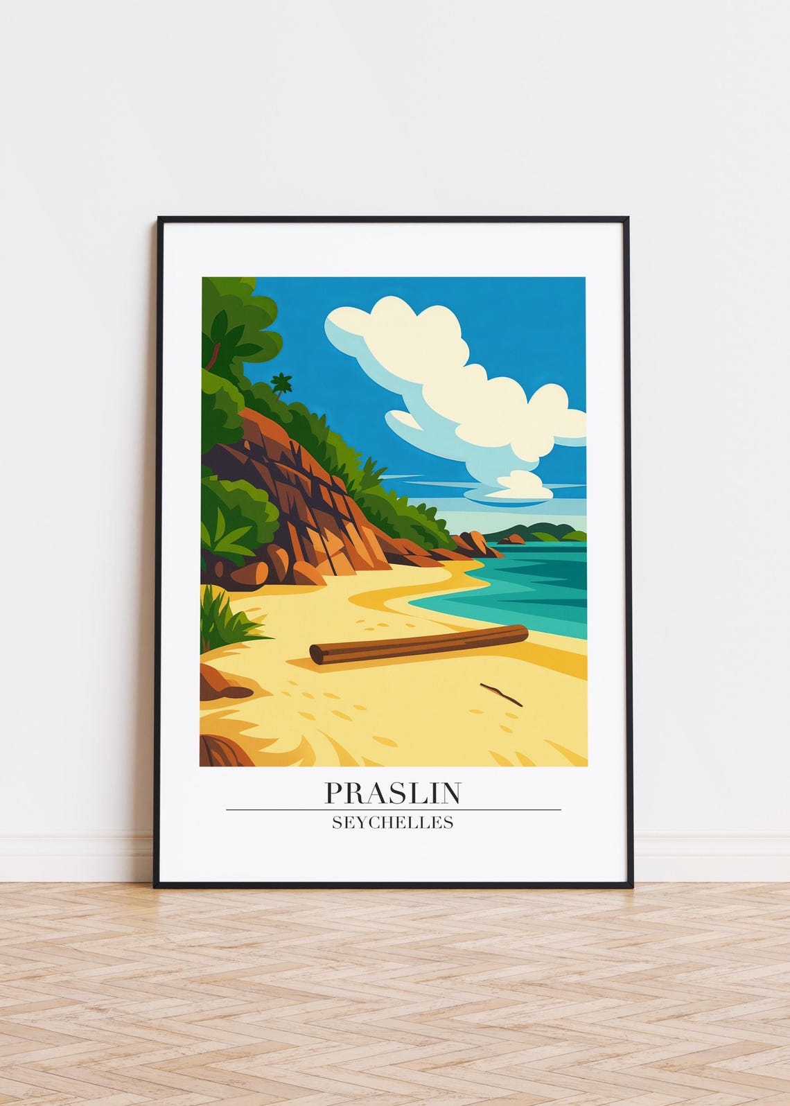 Praslin Seychelles Modern Travel Poster
