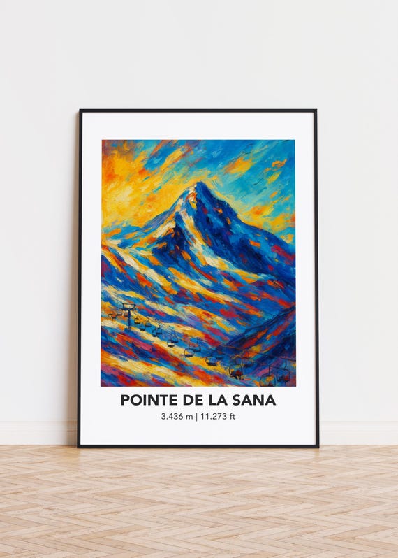 Pointe De La Sana Mountain Poster Modern Oil Painting Style Print