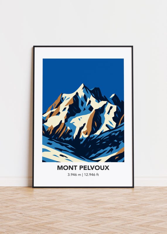 Mont Pelvoux Mountain Art Print Modern Silhouette Poster