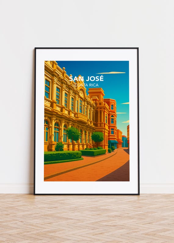 San Jos Costa Rica Poster Modern City Illustration