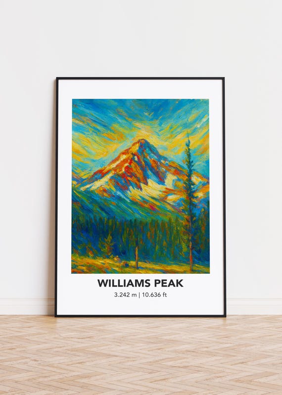 Williams Peak Mountain Print Modern Oil Painting Style Poster