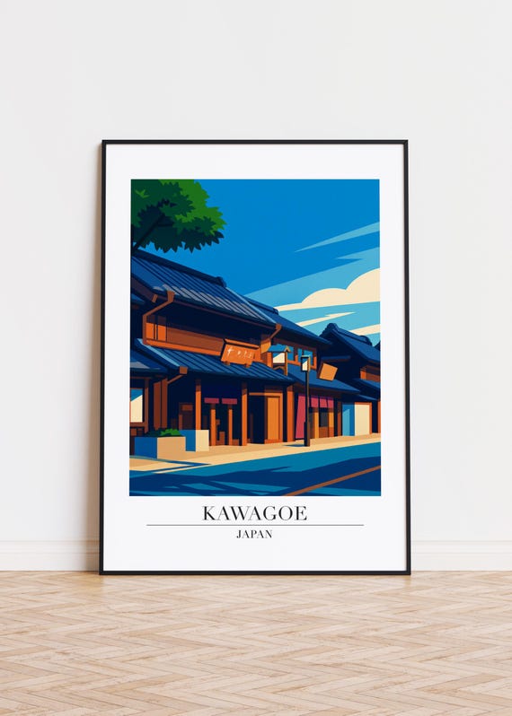 Kawagoe Cityscape Poster Modern Japanese Art Print
