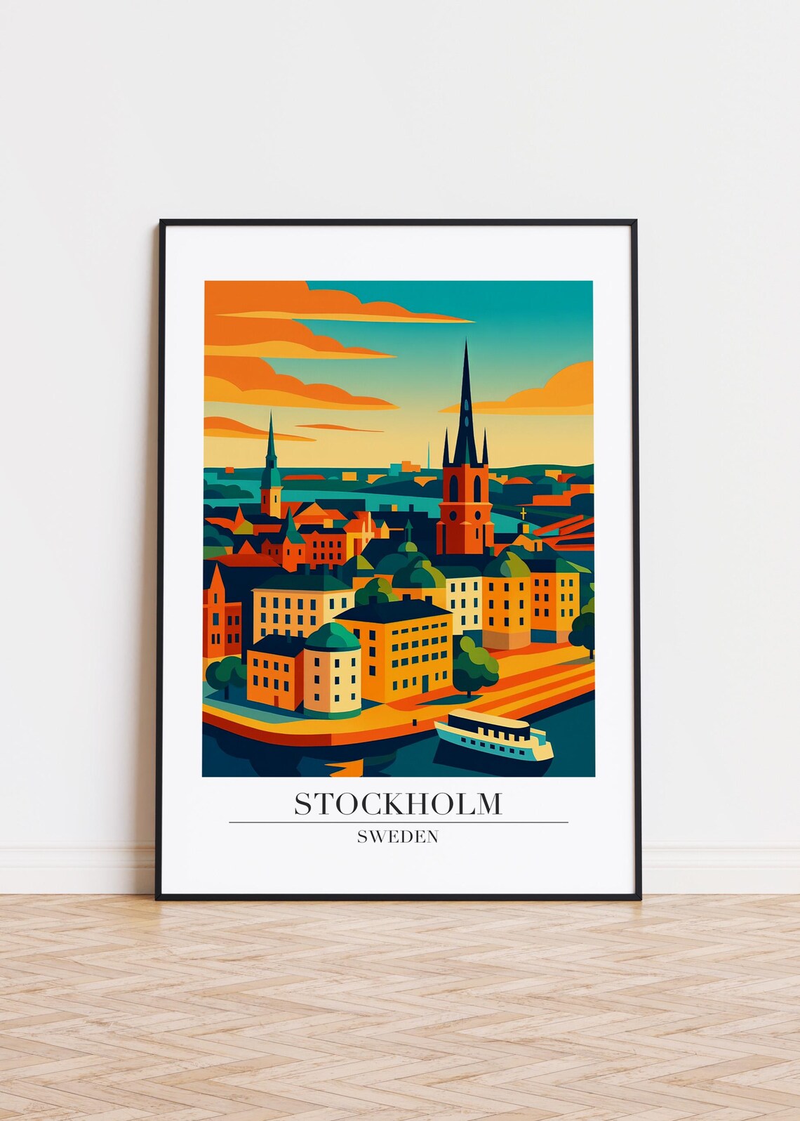 Stockholm Cityscape Modern Scandinavian Art Print
