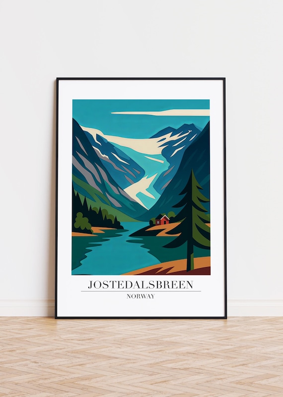 Jostedalsbreen Norway Poster Scandinavian Illustration Art