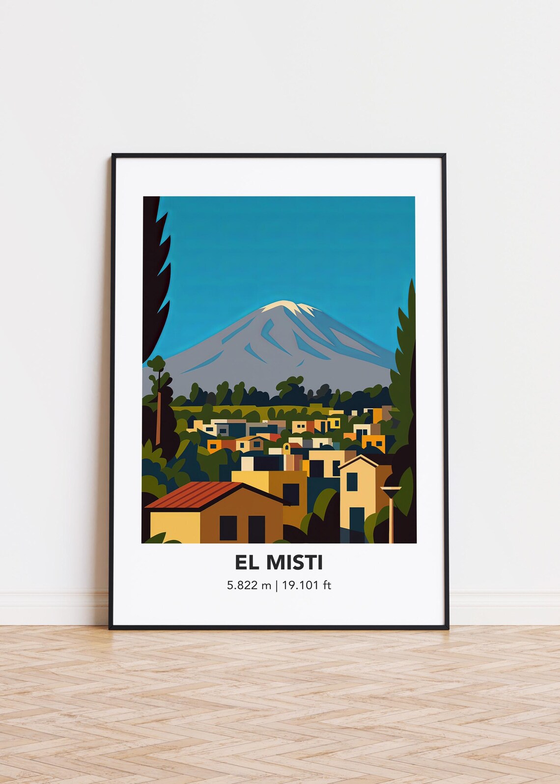 El Misti Mountain Modern Illustration, Art Print
