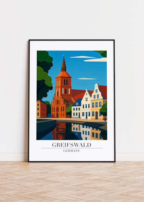 Greifswald Germany Poster City Illustration Art Print