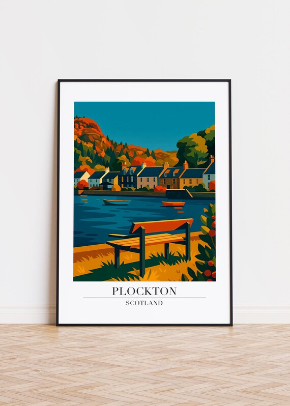 Plockton Scotland Modern Travel Poster