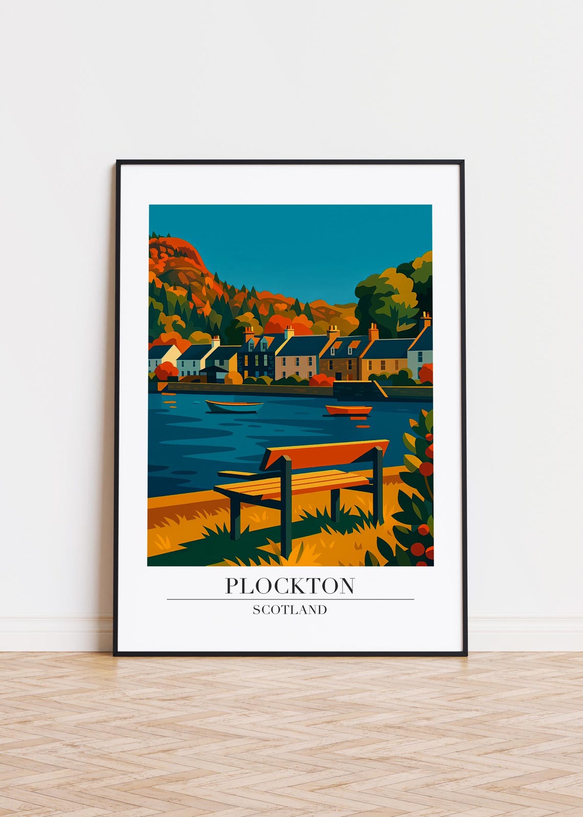 Plockton Scotland Modern Travel Poster