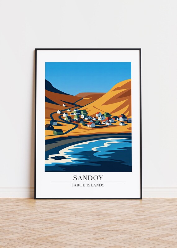 Sandoy Faroe Islands Poster Modern Scandinavian Art Print