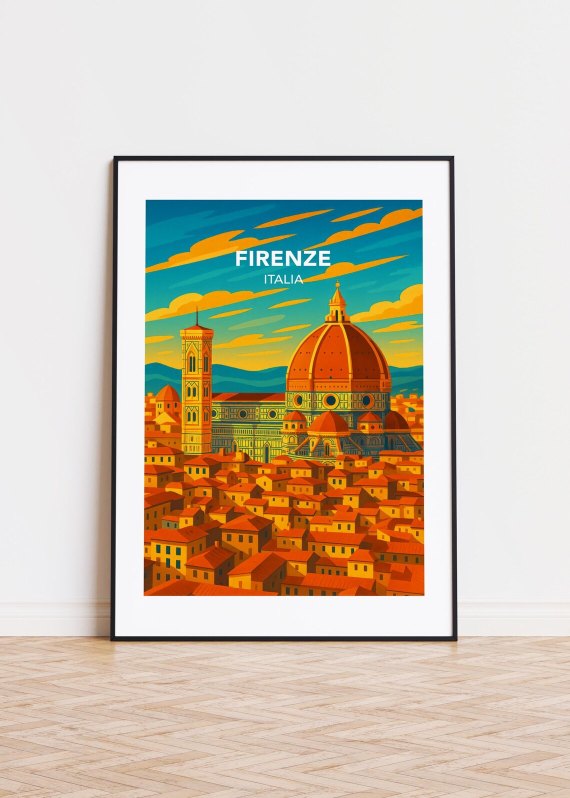 Firenze Italy Modern City Illustration, Travel Poster