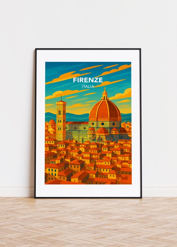 Firenze Italy Modern City Illustration, Travel Poster