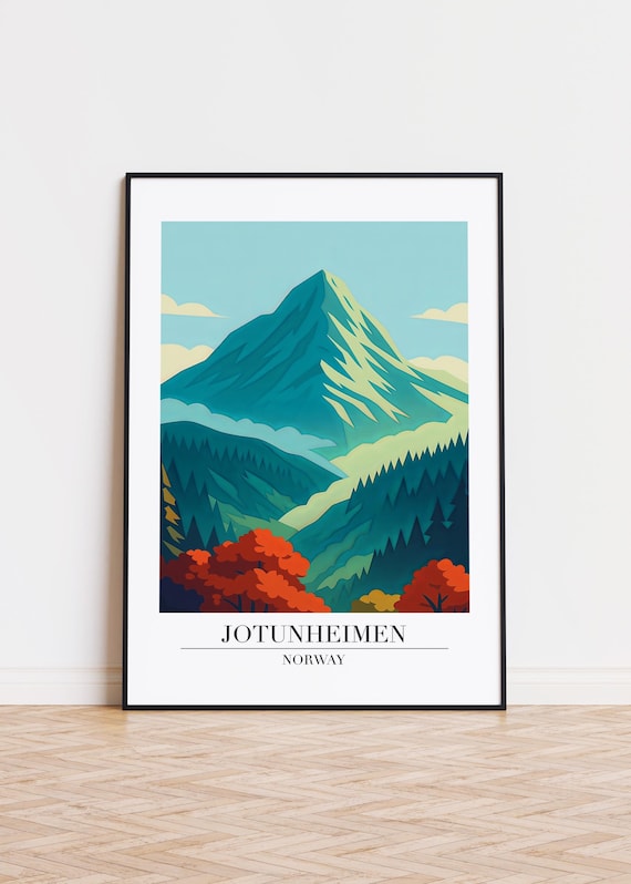 Jotunheimen Norway Poster Scandinavian Illustration Art