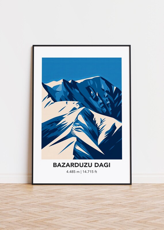 Bazarduzu Dagi Illustration Art Print Mountain Poster