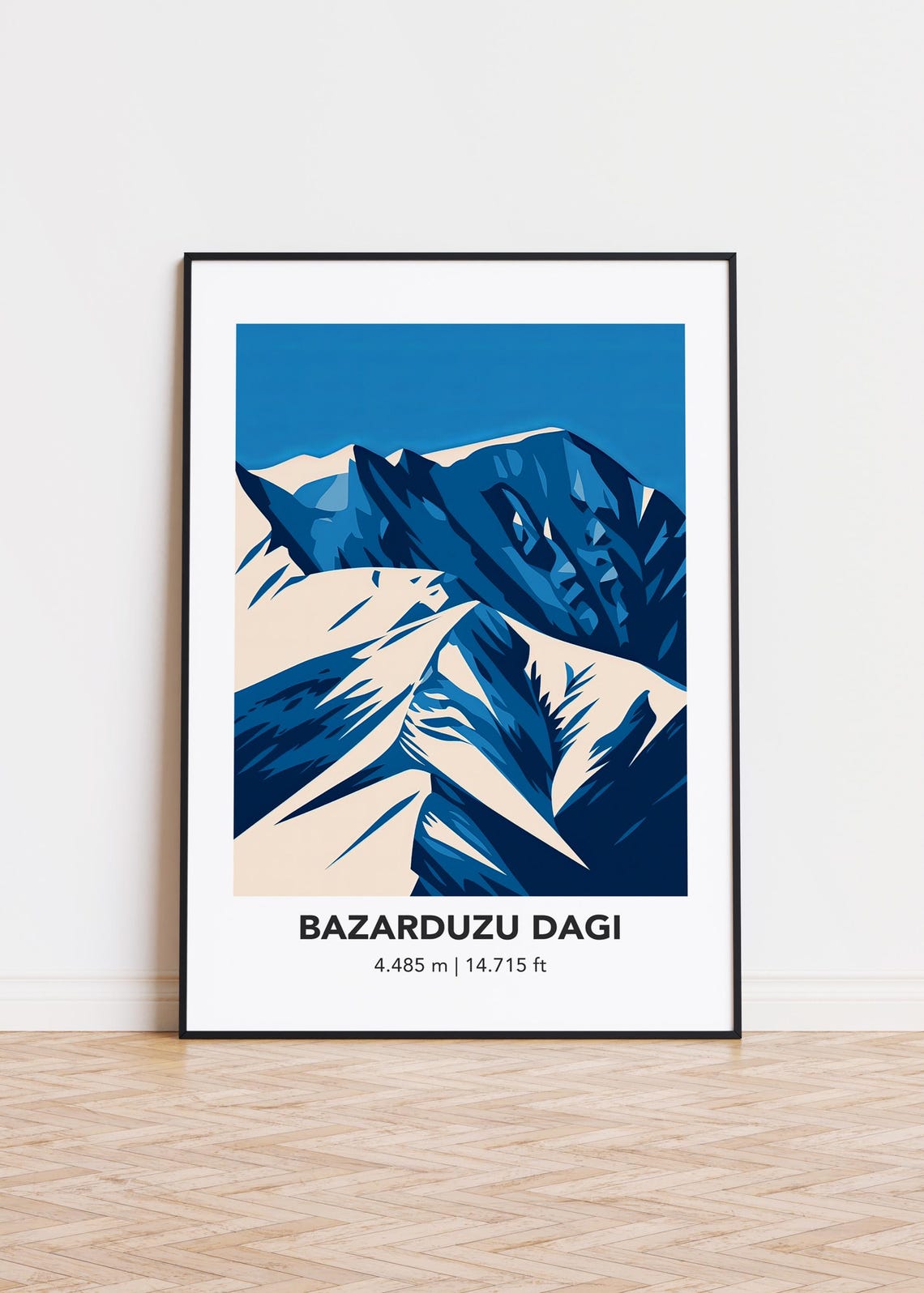 Bazarduzu Dagi Blue Snow Ridges Mountain Illustration Poster