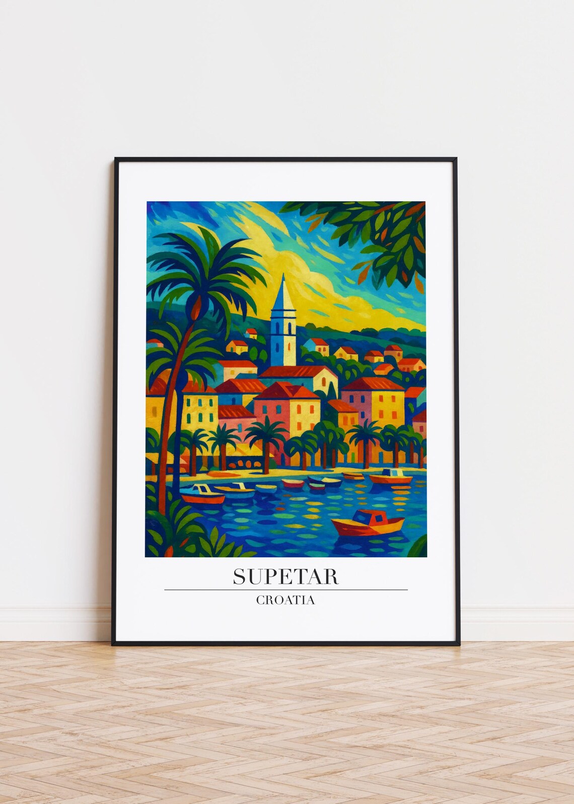 Supetar Croatia Modern City Illustration, Poster