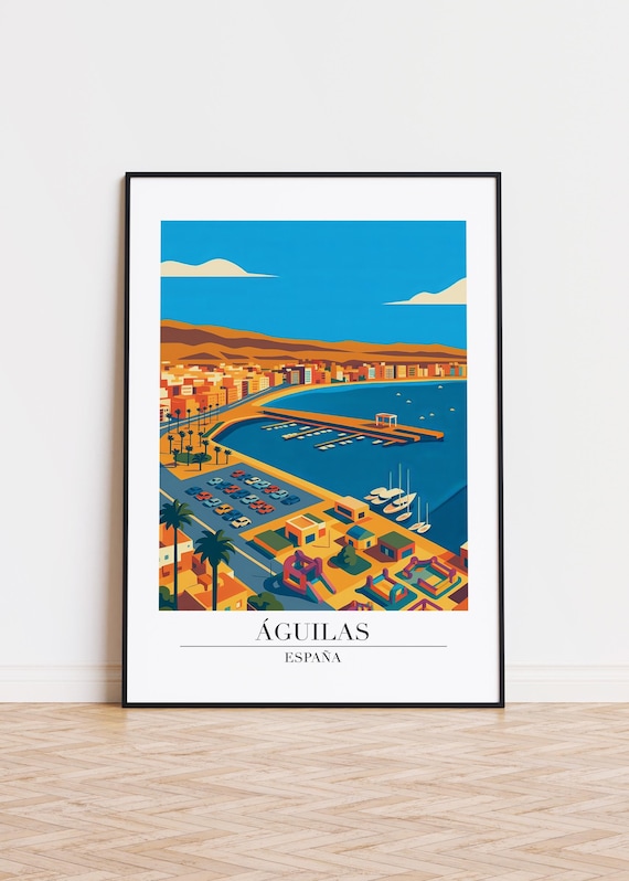 Aguilas Spain Marina Harbor Modern Travel Poster Coastal Mediterranean Art