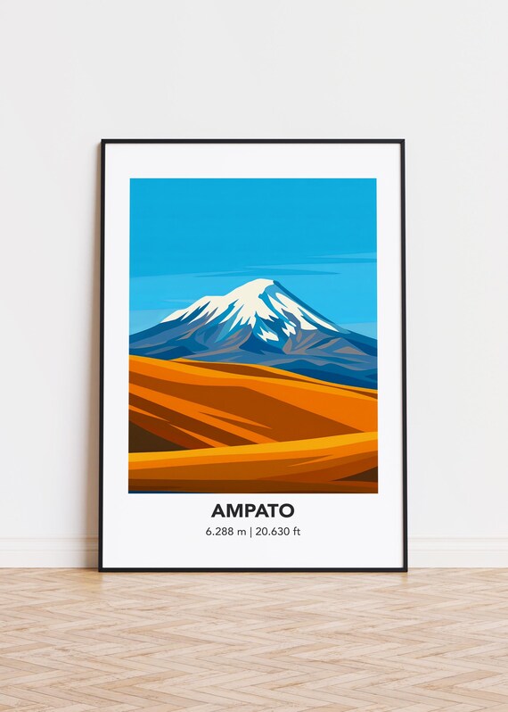 Ampato Mountain Illustration Art Print Modern Home Decor