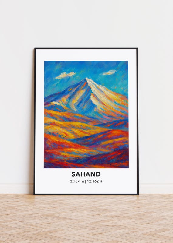 Sahand Poster Mountain Print Modern Oil Painting Style Art