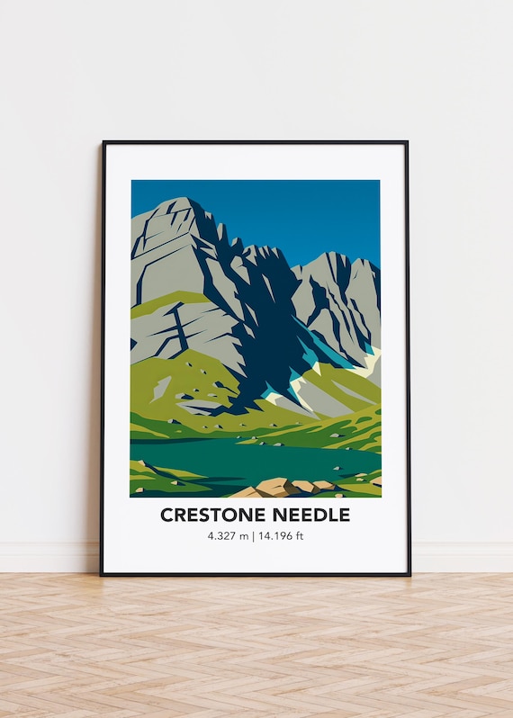 Crestone Needle Illustration Art Print Mountain Poster