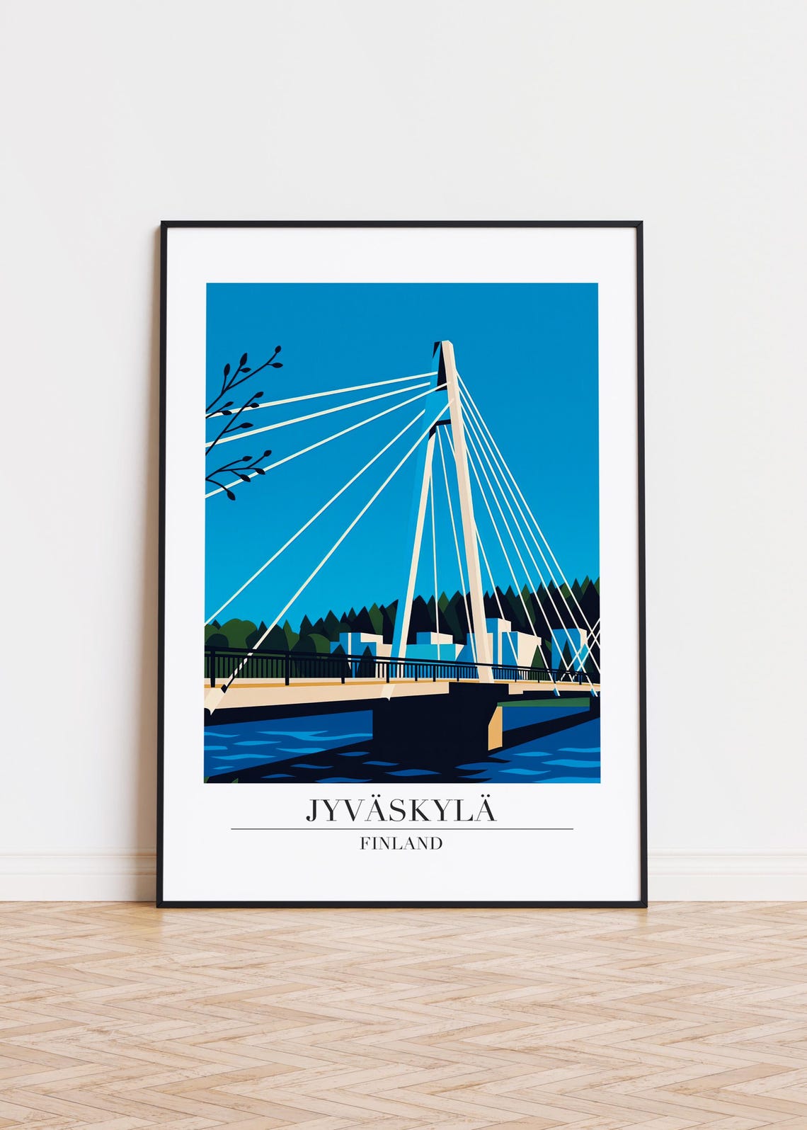 Jyväskylä Finland Cable Stayed Bridge Modern Travel Wall Art