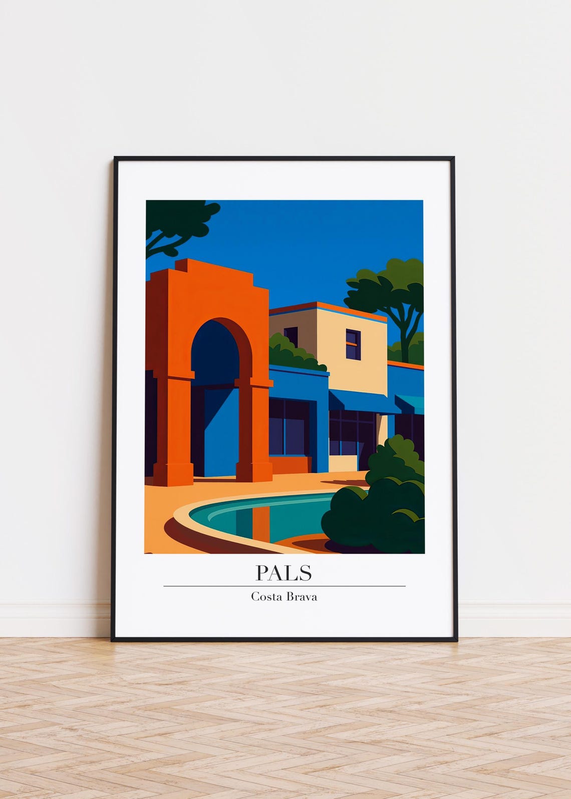 Pals Costa Brava Terracotta Archway Courtyard Modern Travel Poster