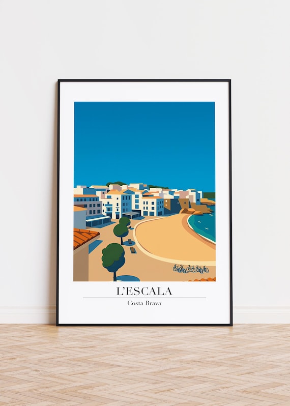 L Escala Costa Brava Sunny Beachfront Town Vintage Travel Poster