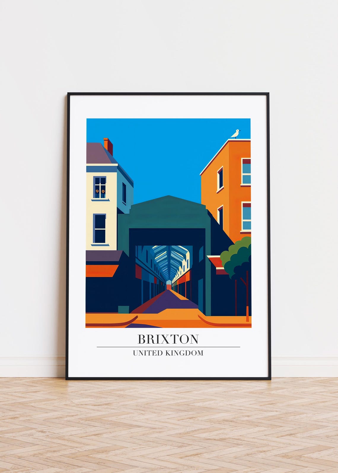 Brixton United Kingdom Covered Market Hall Retro Travel Poster