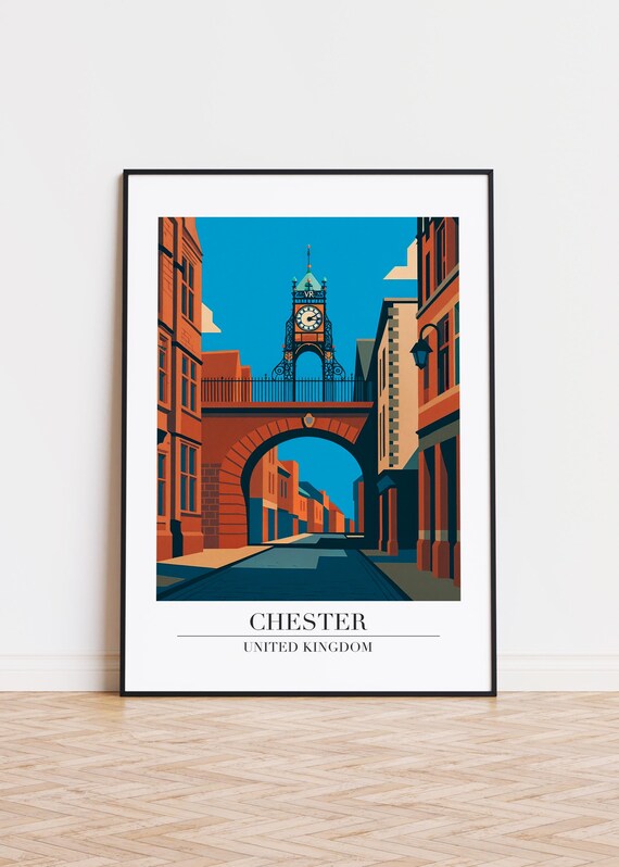 Chester City Poster Modern United Kingdom Illustration