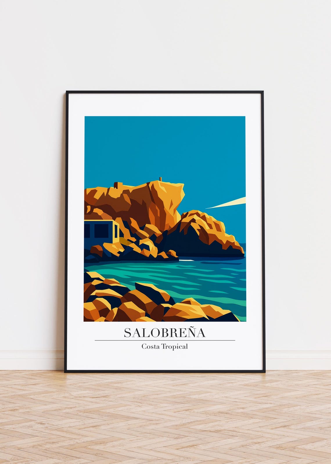 Salobreña Costa Tropical Rocky Cove Turquoise Sea Travel Poster