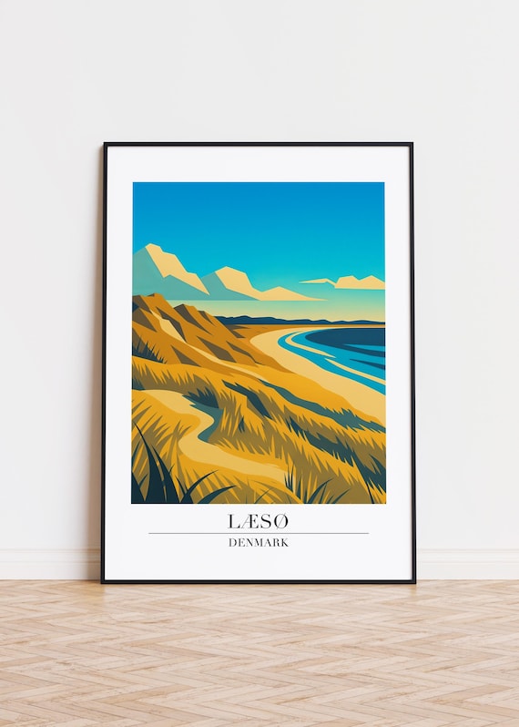 Laeso Denmark Golden Dune Coastline Beach Scenic Travel Poster Art