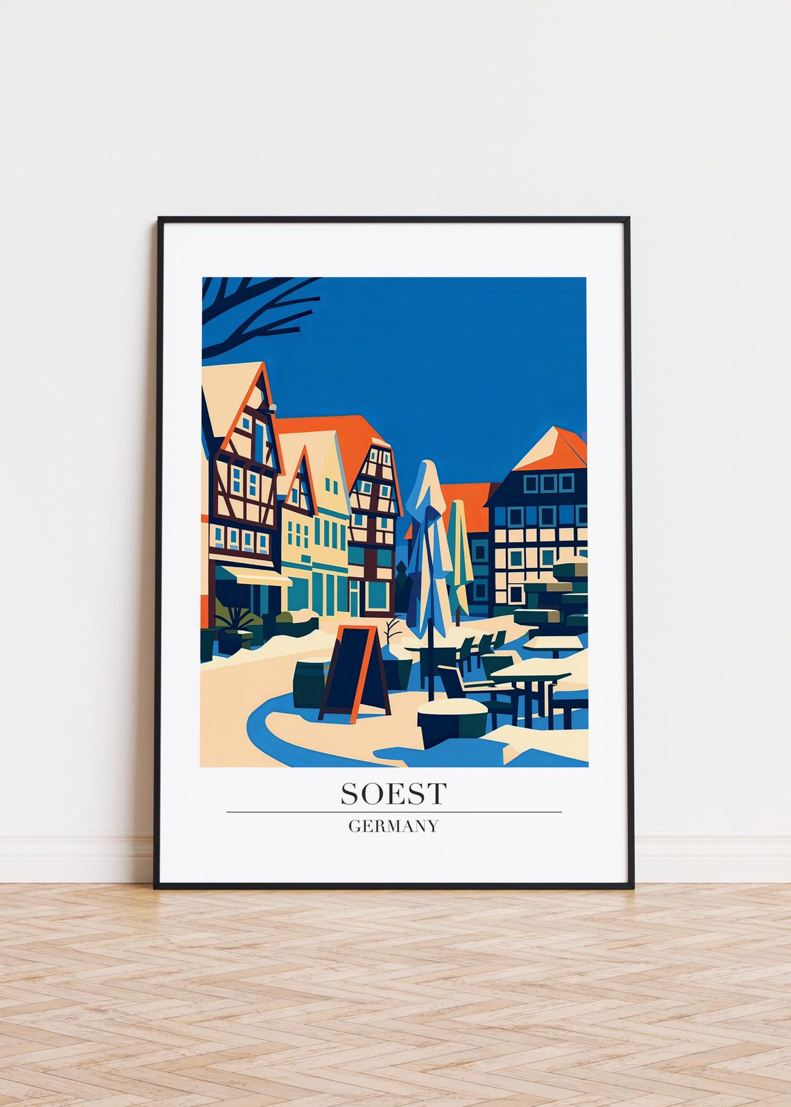 Soest Germany Snowy Half Timbered Old Town Winter Travel Poster
