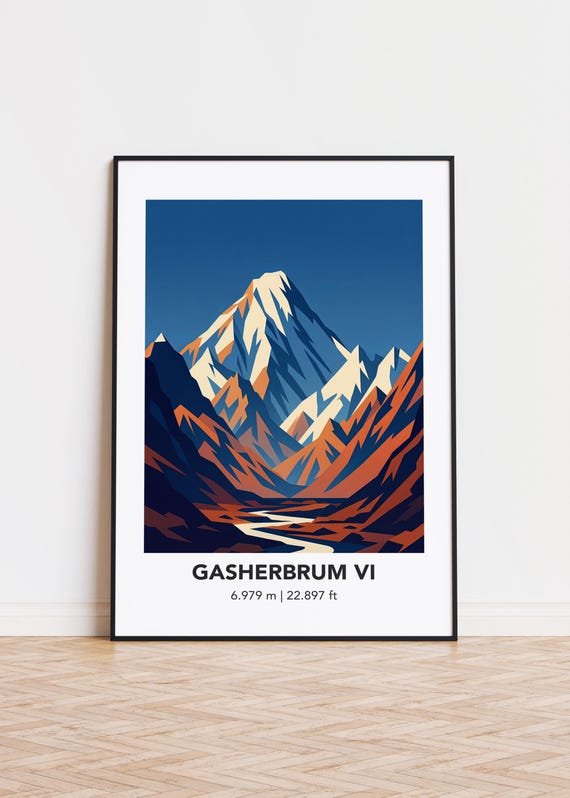 Gasherbrum Vi Mountain Art Print Modern Minimalist Decor
