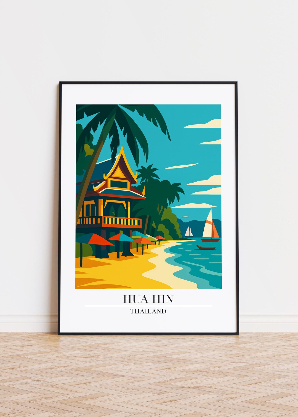 Hua Hin Travel Poster, Thailand Cityscape