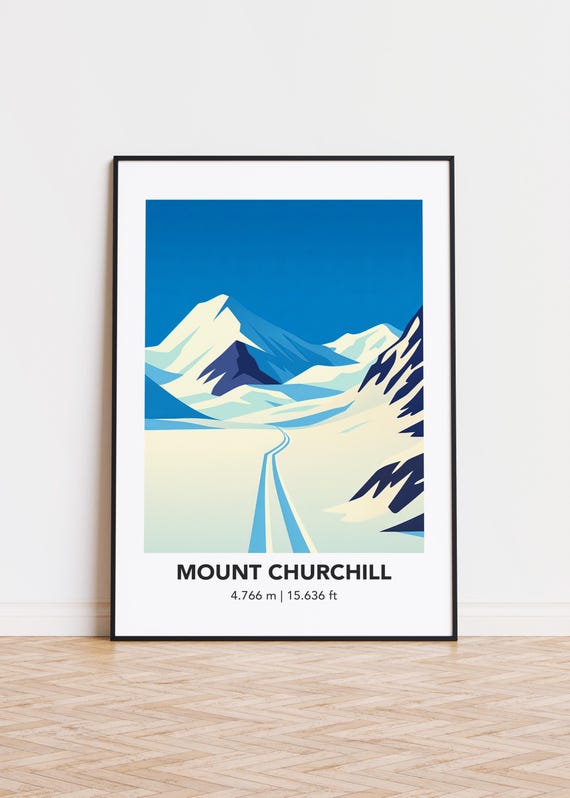 Mount Churchill Poster Modern Mountain Illustration Art