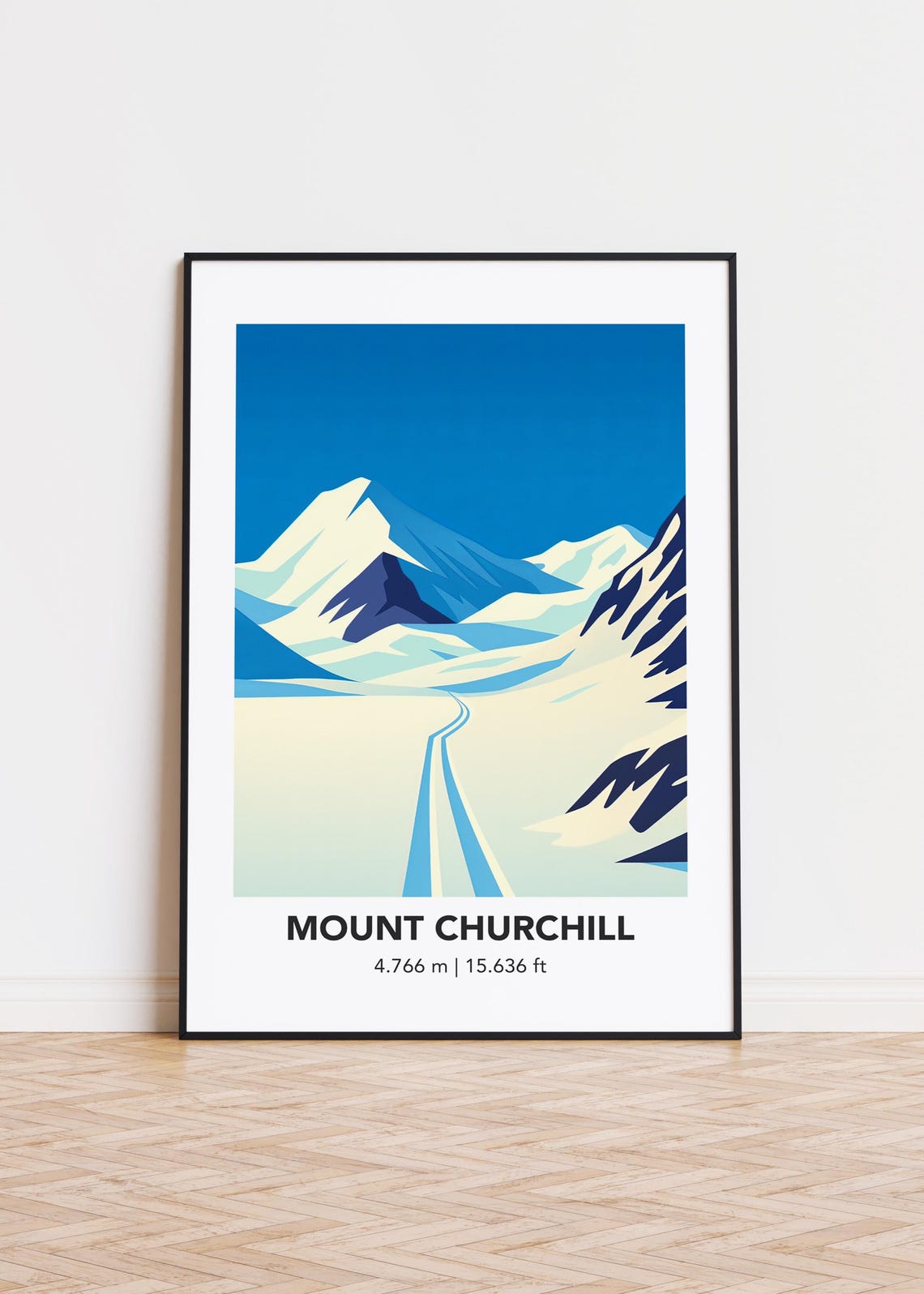Mount Churchill Snow Peak Winding Glacier Blue Mountain Poster