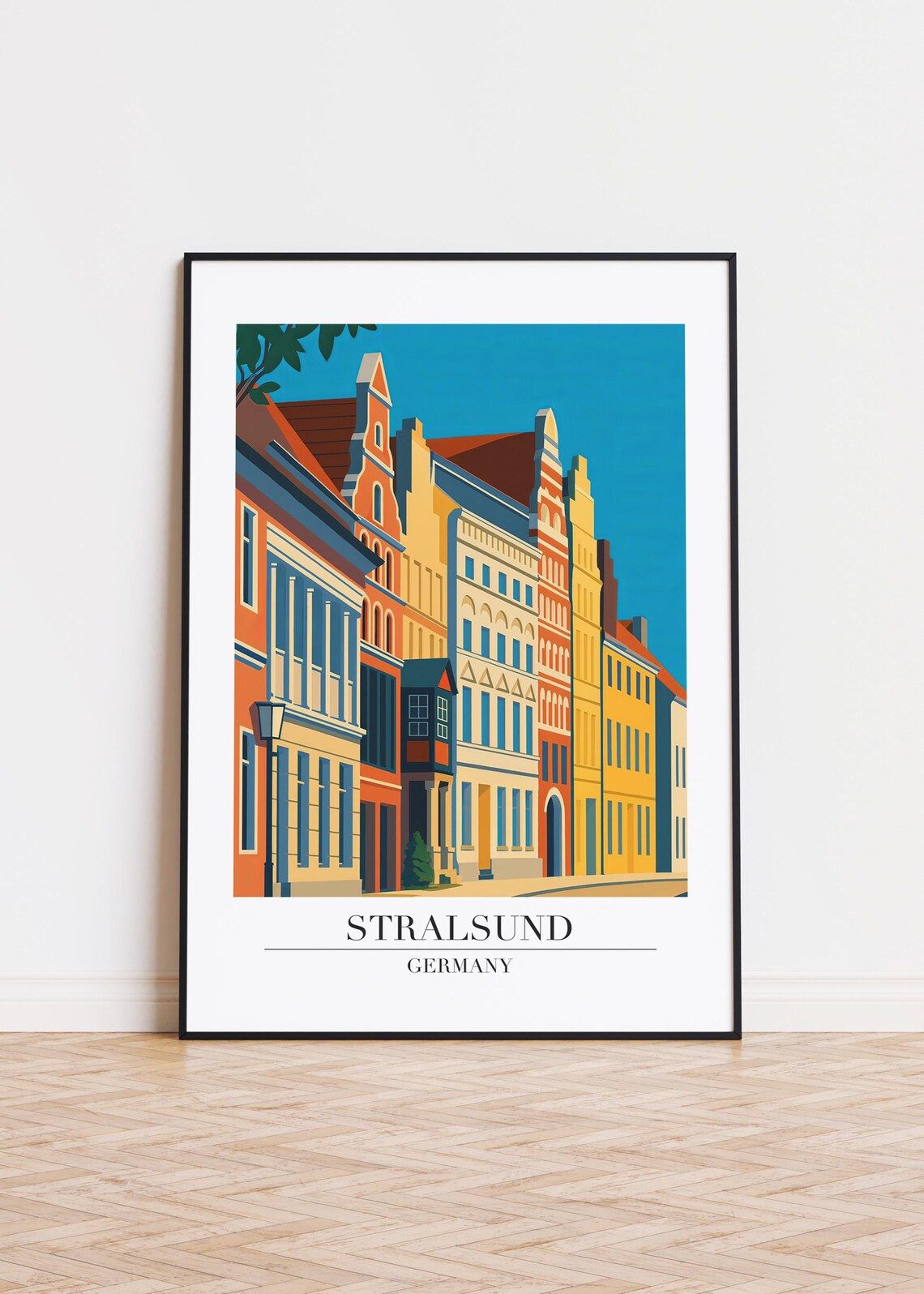 Stralsund Germany Colorful Old Town Gabled Houses Travel Poster