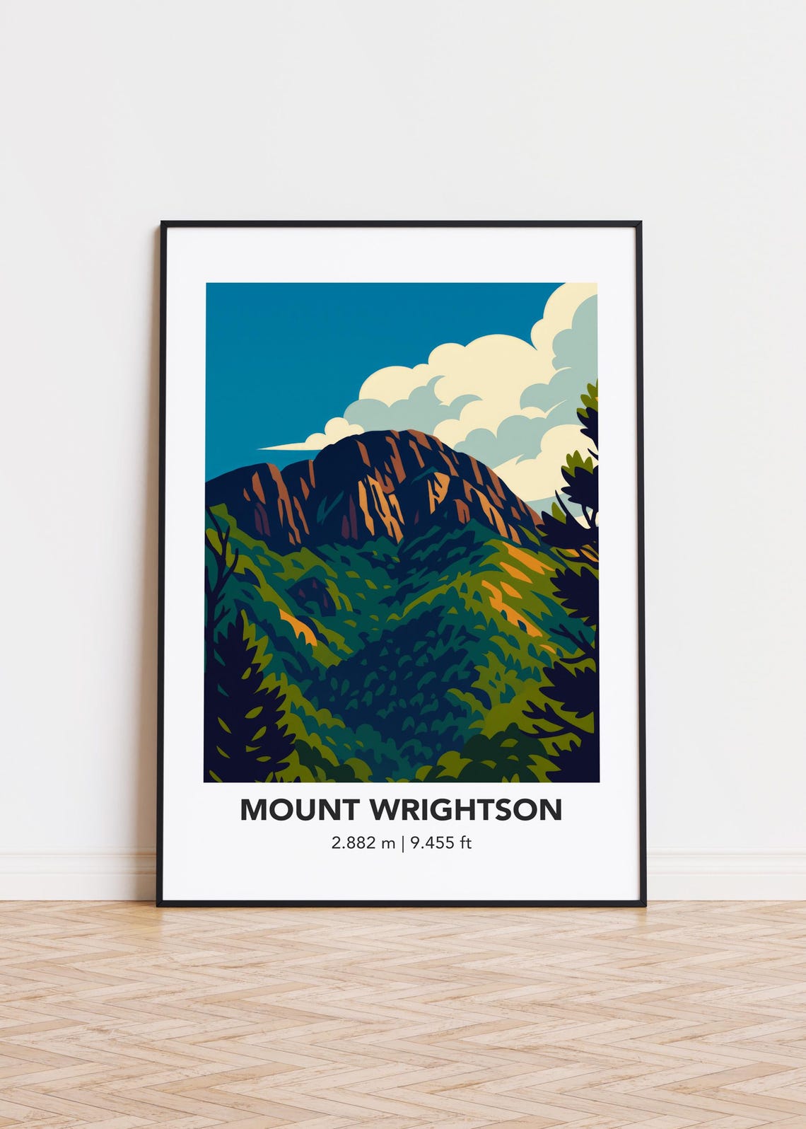 Mount Wrightson Peak Retro Travel Style Minimalist Mountain Poster