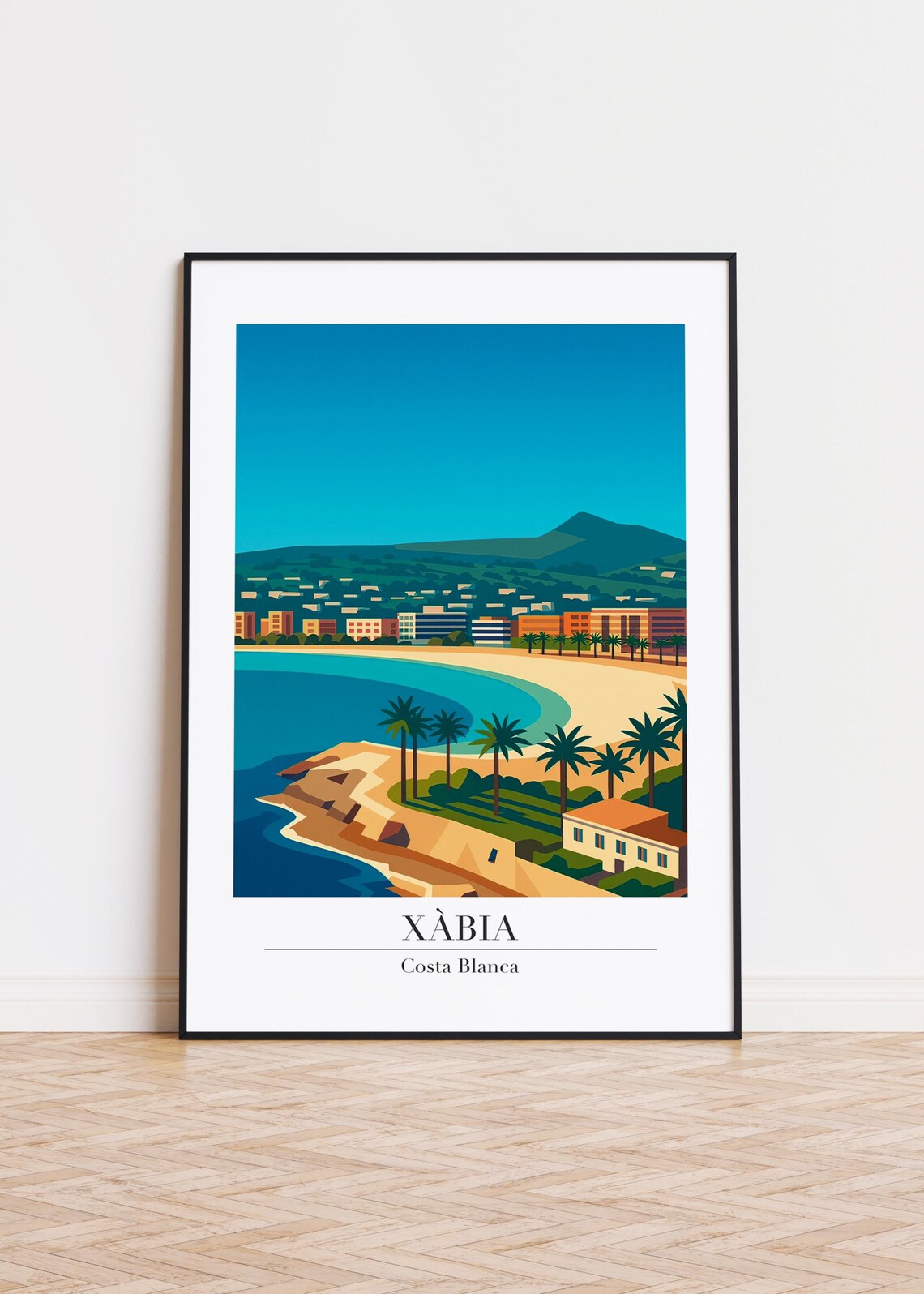 Xabia Costa Blanca Curved Bay Palm Headland Seafront Travel Poster