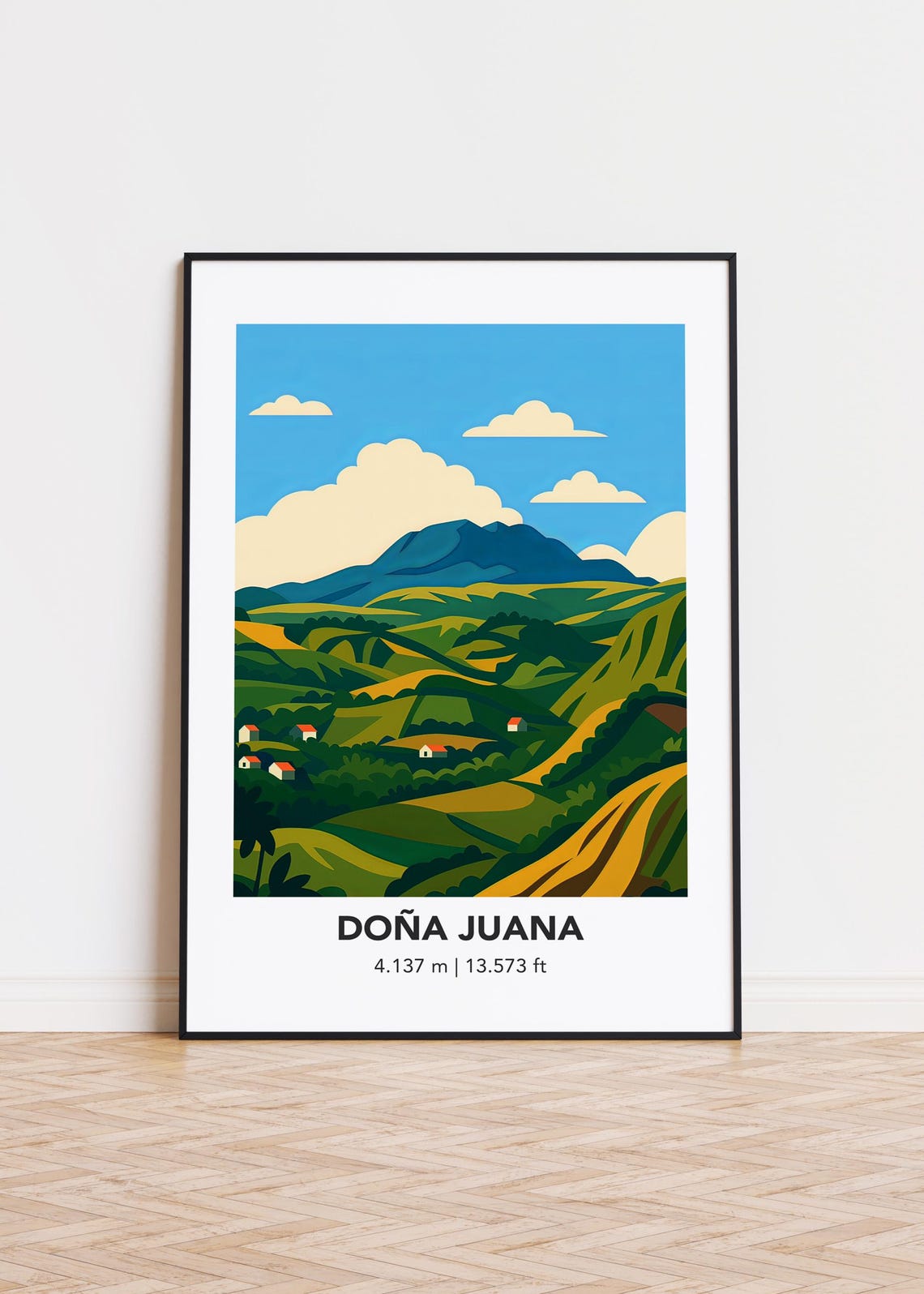 Doña Juana Mountain Minimalist Flat Illustration Landscape Poster