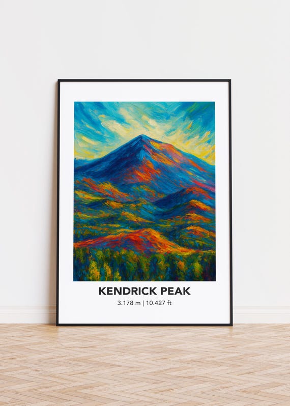 Kendrick Peak Mountain Print Modern Oil Painting Style Poster